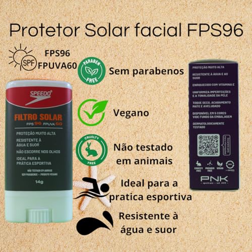 Protetor Solar Facial FPS96 e FPUVA60 Speedo 14g