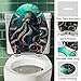 Elongated Toilet Seat Teal Blue Ocean Octopus Coral Reefs Art Resin Toilet Seat Easy to Install Quietly Close Quick Release Hinges Decorative Toilet Seat with Cover