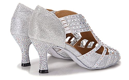 TDA Womens Zipper & Slip-on Flared Heel Glitter Crystals Latin Modern Salsa Tango Ballroom Wedding Dance Shoes4