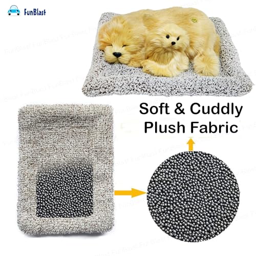 Image of FunBlast Sleeping Cute Dog with Puppy - Realistic Soft & Lifelike Pet Puppy with Bed for Car Dashboard and Home Decor, Sleeping Dog Soft Toy (Light Brown)