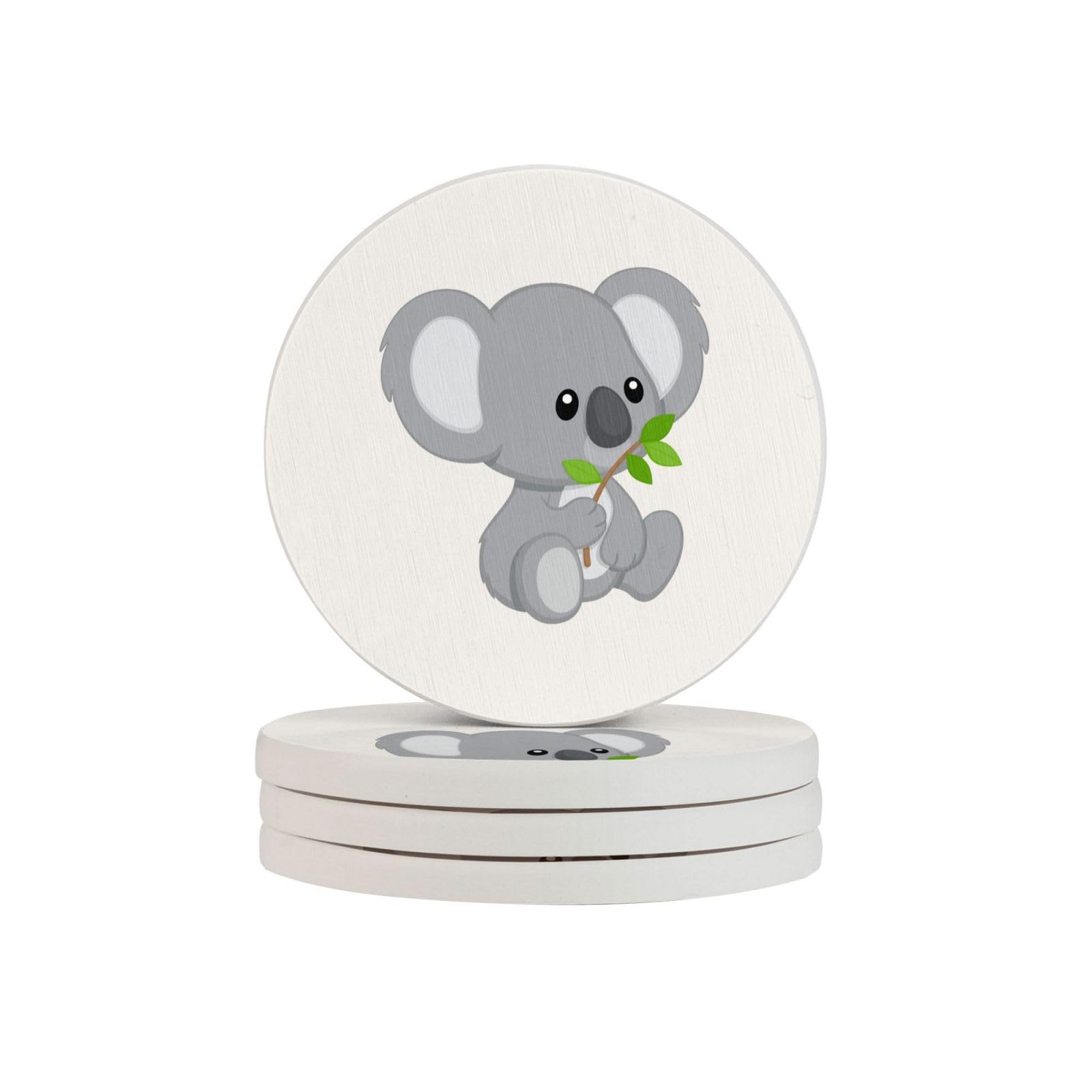 Dessous de verre en diatomite koala absorbant rond pour table