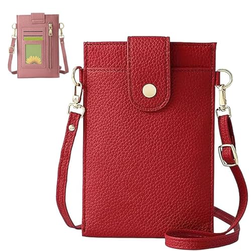 Purrcase 2025 New Women's Ultra-Slim Vertical Phone Wallet,PU Crossbody Phone Coin Purse with Card Slots & Pockets