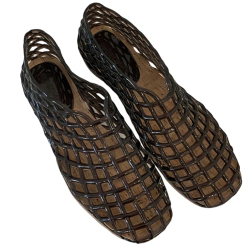 Orgonite Jelly Mesh Ballet Flats for Women, Hollowed Jelly Slip On Ballerina Shoes, Round Toe Fishnet Flats, Mary Jane Flats