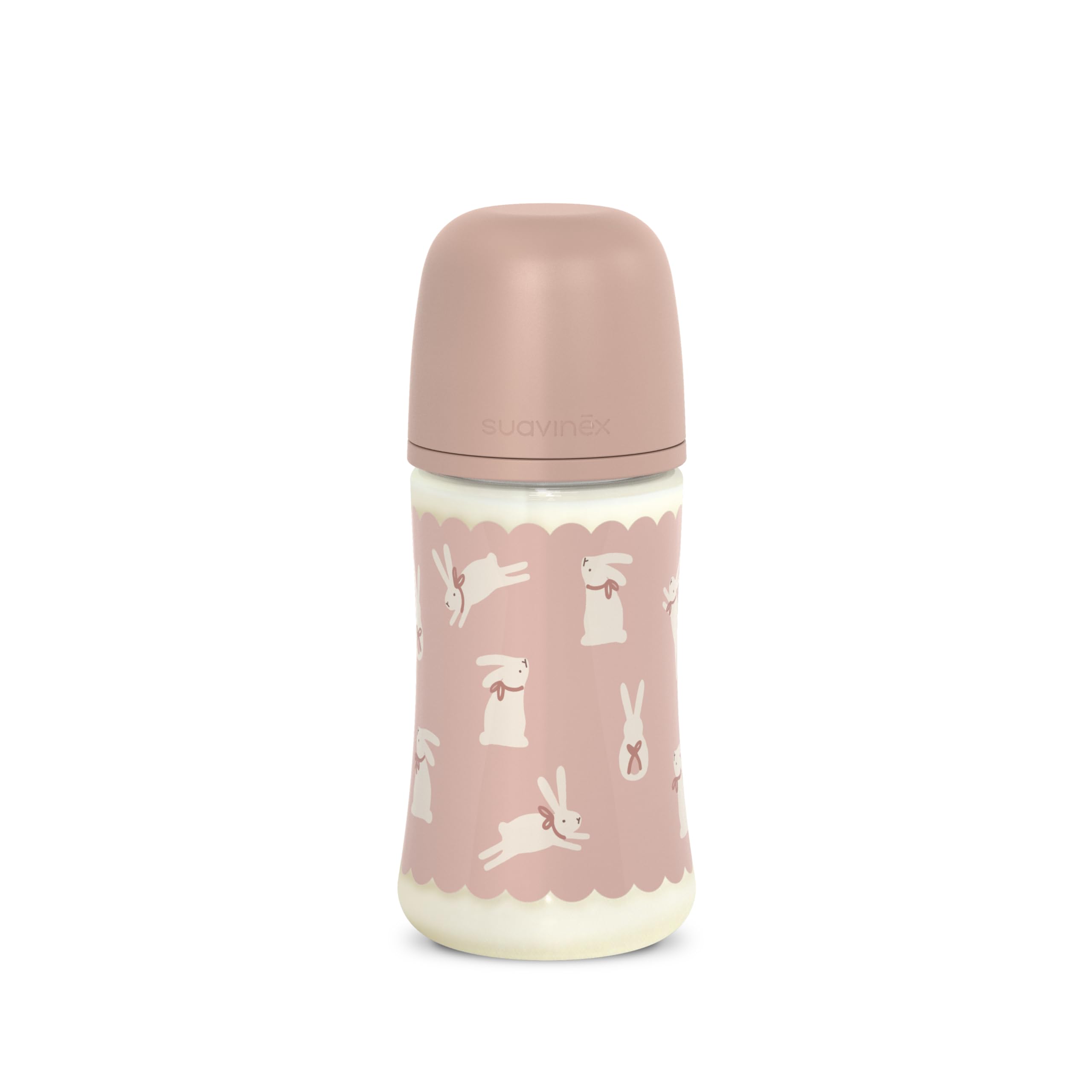 Suavinex, biberon da 270 ml con tettarella SX Pro in silicone, con valvola anticoliche, a flusso medio (M), per liquidi a media densità, latte, succhi di frutta o acqua, Neonati +3 mesi. Wonder Rosa
