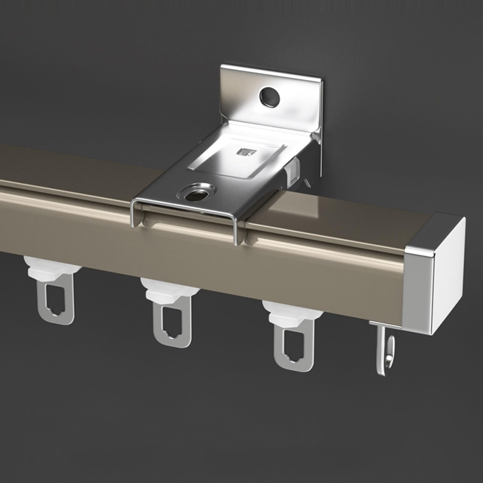 Rail Rideaux Plafond, Montage Au Plafond Ou Au Mur, Rails De Rideau Silencieux En Alliage D'aluminium, Tringle À Rideaux Robuste, Pour Bureau/maison(Champagne-Wall,1.5m)