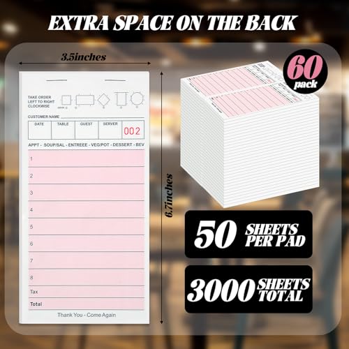 Carnets de notes roses pour serveurs pour éviter les erreurs de commande dans les restaurants - 3