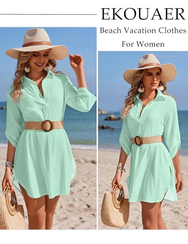 Image of Ekouaer Swimsuit Coverup for Women Bathing Suit Cover Up 2026 Summer Beach Vacation Outfits