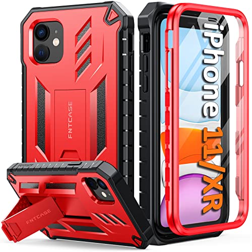 Coque iPhone 11 FNTCASE antichoc rouge avec support de protection intégré