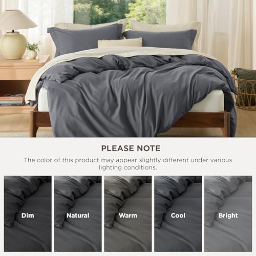 Image of Bedsure Duvet Cover Full Size, 3Pcs Double Brushed Bedding Set, Dark Grey | For Kids & Adults, 80 inchx90 inch Comforter Cover, Hotel Luxury, All Season, Breathable, Easy Care, Lightweight, Zipper Closure