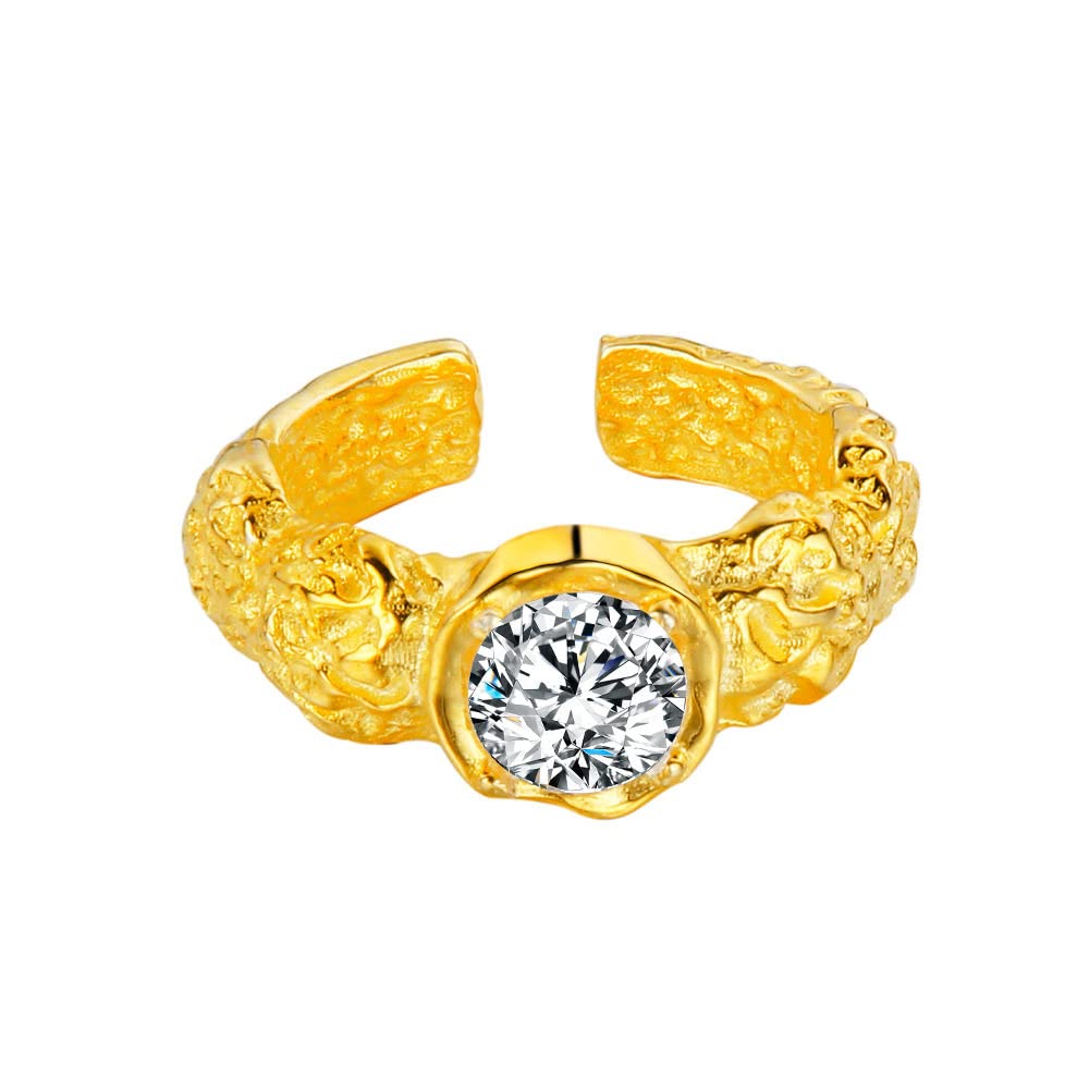 Anello In Argento Sterling 925,Anelli Regolabili Per Le Donne Zirconi Tondi Anelli Di Eternità Irregolari Forgiati A Mano In Argento Sterling 925 Anelli Di Fidanzamento Placcati In Oro Anelli Di Fi