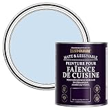 Rust Oleum Peinture Bleue Résistante à l'eau pour Faïence de Cuisine, Finition Mate   Bleu Poudré 750ml