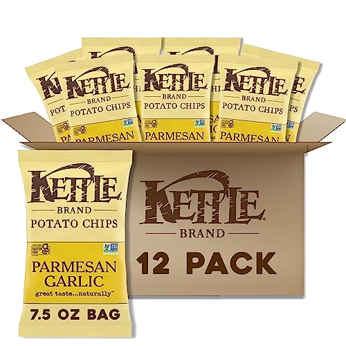 Image of Kettle Brand Potato Chips, Parmesan Garlic Kettle Chips, 7.5 Oz (Pack of 12)