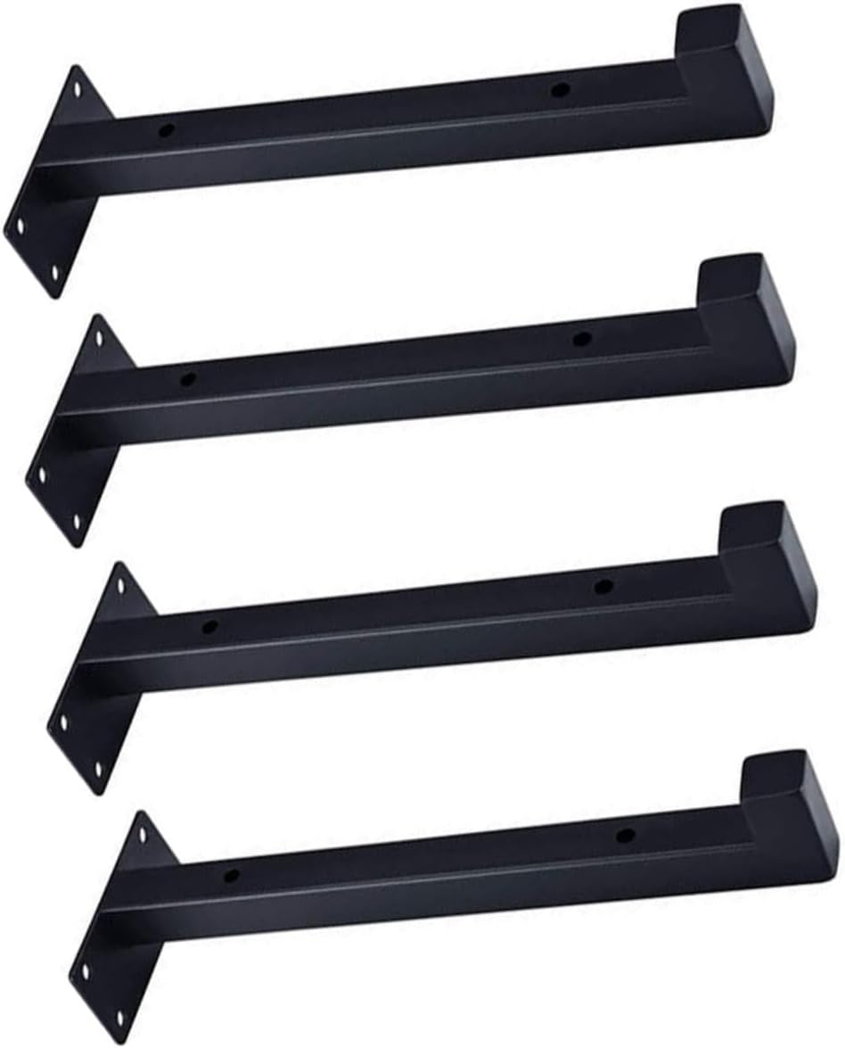 TEHAUX 4pcs Heavy Duty Iron Wall Mounted Shelf Brackets Support Rack for DIY Storage Home Office Kitchen and Garage Modern Design for Book Racks and Organizers