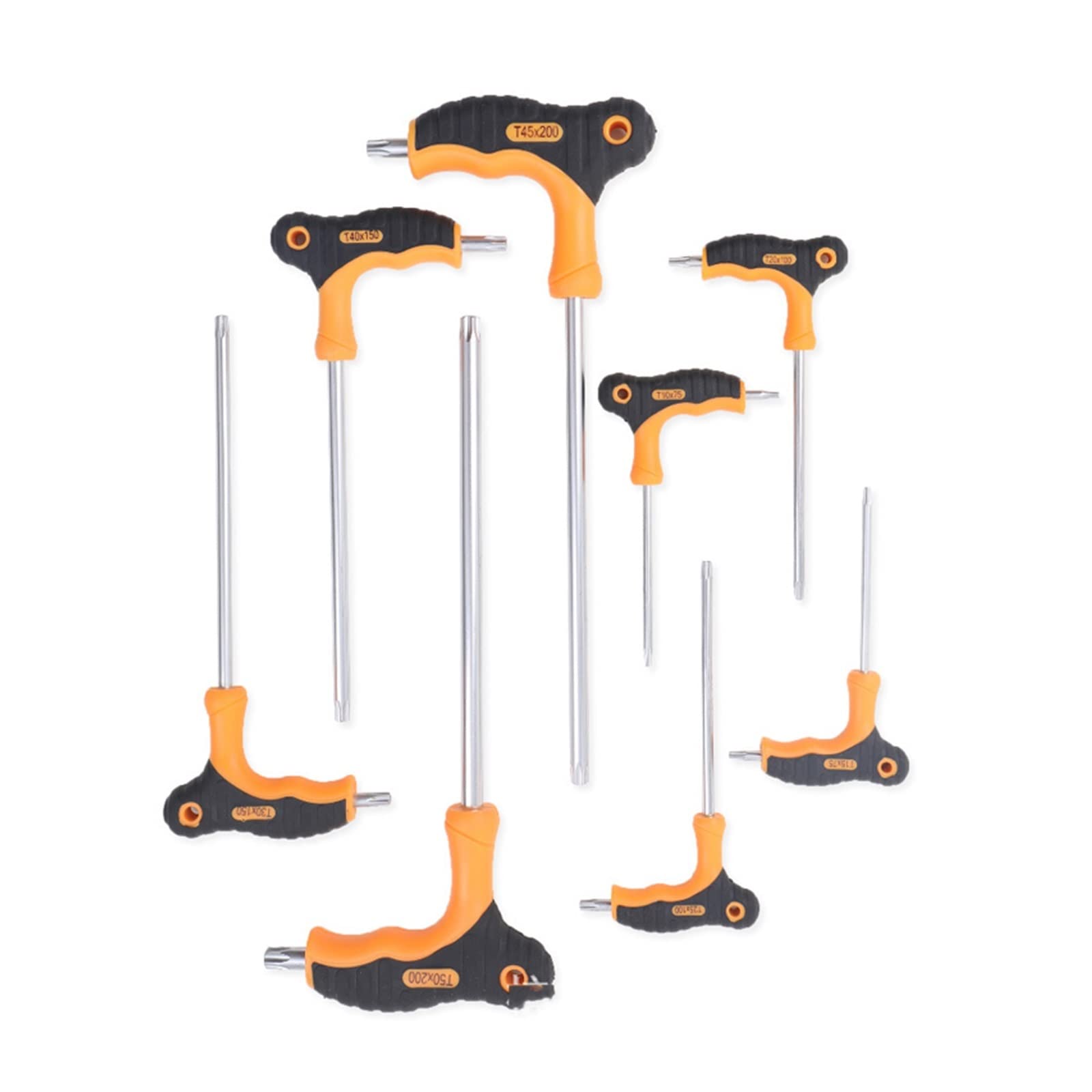 Zestaw kluczy Torx z uchwytem T, 8 szt. sterowników Torx do naprawy roweru, zawiera stal T10-T50, S2, idealne do użytku domowego i projektów DIY