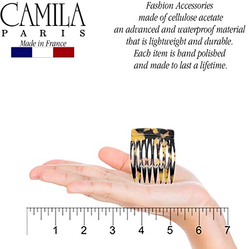 Camila Paris Cp2008/2 French Hair Side Comb Handmade Small Tokyo French Twist Hair Combs Decorative, Strong Hold Hair Clips For Women Bun Chignon Up-Do Styling Girls Hair Accessories, Made In France #TOP3
