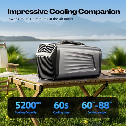 Image of OUTOHOME Portable Camping Air Conditioner,5200 BTU Low Power Portable AC | Low power compact portable AC with fast cooling,perfect for indoor & outdoor,tents,RVs,trucks,small warehouses & pet houses