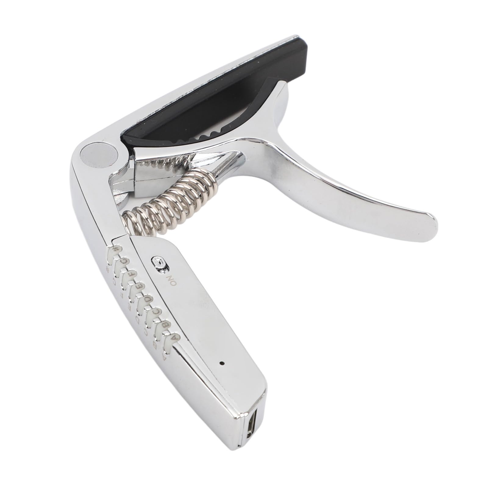 Capotasto per Chitarra 2 in 1, Accordatura Accurata Illuminazione Kapos per Chitarra Ricaricabile Tramite USB con Scatola di Immagazzinaggio (Silver)