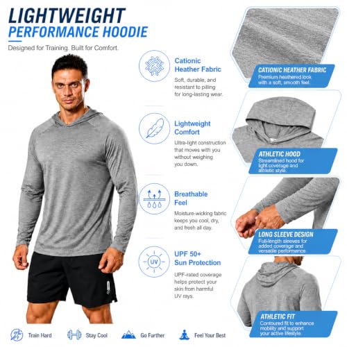 Image of Hoodies for Men UPF 50+ Sun Protection Fishing Shirts Long Sleeve Lightweight Rash Guard Shirt UV SPF Sweatshirt