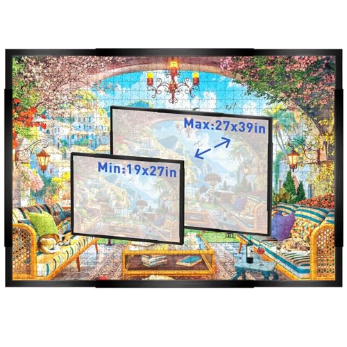 MICEPLAY Adjustable Puzzle Frame for 1000/1500/2000 Piece Puzzles Poster Frame for Wall Mounting Horizontal & Vertical Display Black Picture Frame for Home Decor