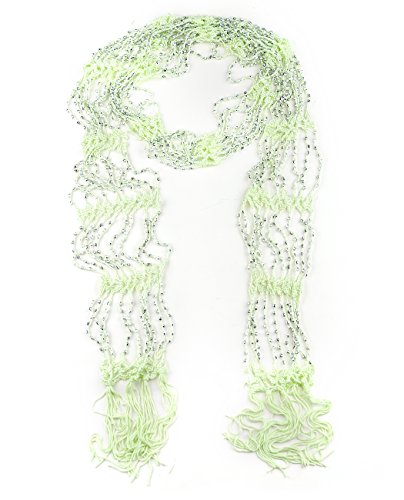 NYFASHION101 Silver-Tone Beaded Skinny Fishnet Shawl Scarf Waist Belt