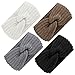 TecUnite 4 Pieces Chunky Knit Headbands Braided Winter Headbands Ear Warmers Crochet Head Wraps for Women Girls (Chic Colors)