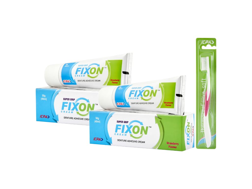 ICPA FIXON denture Adhesive Cream 50 g (40 ml) (Pack of 2) & Ultrasoft Toothbrush (Pack of 1) | Denture Adhesive & dental Cleaning Combo-picture-35