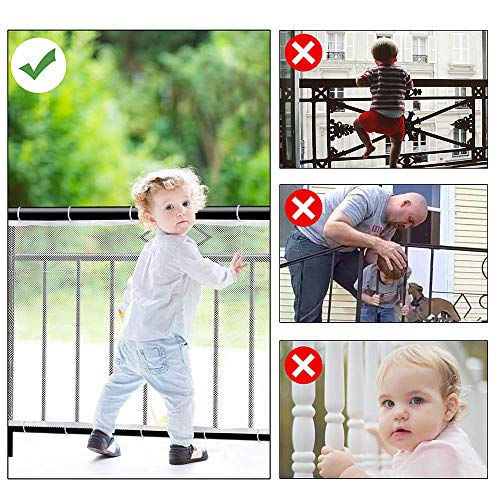 Child Proofing Banister Guard Net, Durable Baby Proofing Stairs Rail Safety Net, 10ft Lx2.5ft H Outdoor Balcony and Indoor Stair Railing Safety Mesh (White)