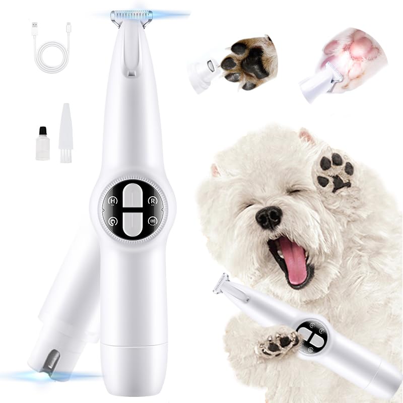 Gooad 2 in 1 Pet Grooming and Paw Trimmer, Rechargeable Cordless Low Noise Dog Clippers for Paws Eyes, Ears, Face