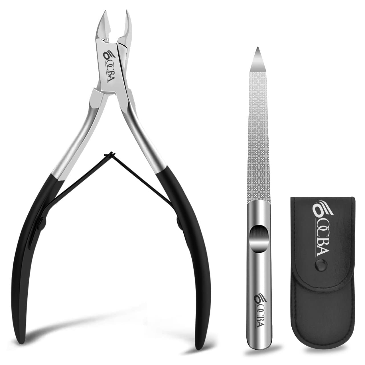 OCBA Cuticle Nail Clipper Cutter Stainless Steel Nipper for Fingernails Toenails Cuticle Remover for Men & Women in Leather Pouch (Nail Cutter)