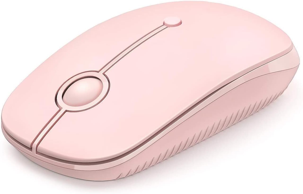 ASHU Wireless Bluetooth Mouse, Multi Device 2.4G USB & Bluetooth 4.0 Mouse, 1000-1600-2400 Adjustable DPI, Optical Silent Mice for ipad Mac Computer Laptop PC Tablet, Pink