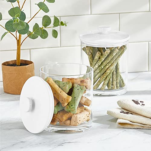 Mdesign Small Acrylic Apothecary Jars With Airtight Lids, Organizer Canister Jar Set For Kitchen, 37 Oz., Food Storage Container For Pantry And Counter, Lumiere Collection, 2 Pack, Clear/White #TOP2