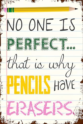 JINHEQIAO Reading Classroom Teacher Desk Decor,No One Is Perfect,Inspirational Quotes Wall Art Inclusive Classroom Decor Teacher Gift Wall Art Metal Tin Sign 8x12 In