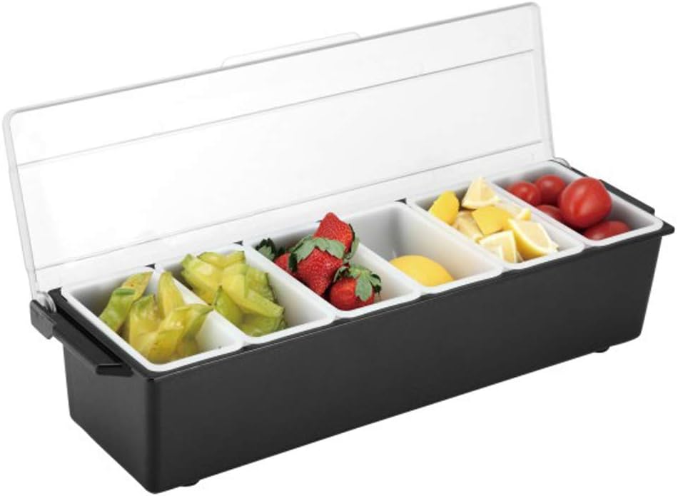 SB GoodsIce Cooled Condiment Serving Container, Iced Cooled Garnish Station Serving Tray with lid for Home Work or Restaurant Salad Platter (6-Tray)