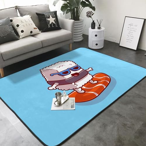 Tapis de chambre doux lavable grand format sushi saumon - 4