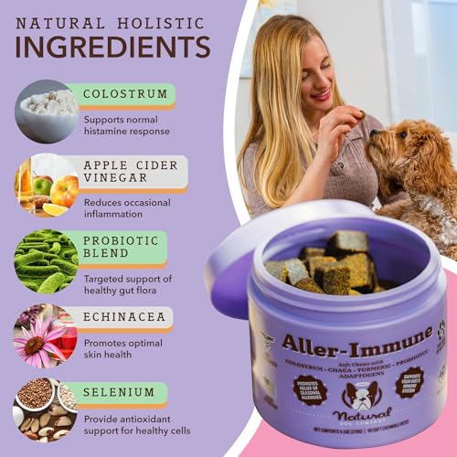Natural Dog Company A-5367 Aller-Immune Chews (90 Pieces), Turkey Flavor, Canine-Specific Probiotics, Allergy Immune Supplement For Dogs, Boosts Immune System, Antioxidant, Itch Relief thumb #1