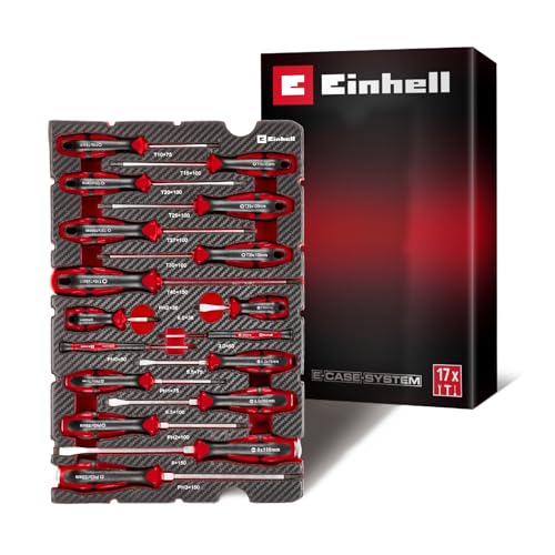 Original Einhell E-Case Pad 17-tlg. Schraubendreher (Vergaser-Schraubendreher Präzisions-Schraubendreher Schlagkappe Innenstern-Profil Chrom-Vanadium-Stahl E-Case-System)