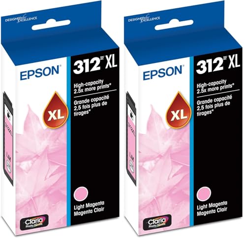 Image of Epson T312 Claria Photo HD -Ink High Capacity Light Magenta -Cartridge (T312XL620-S) for Select Expression Photo Printers (Pack of 2)