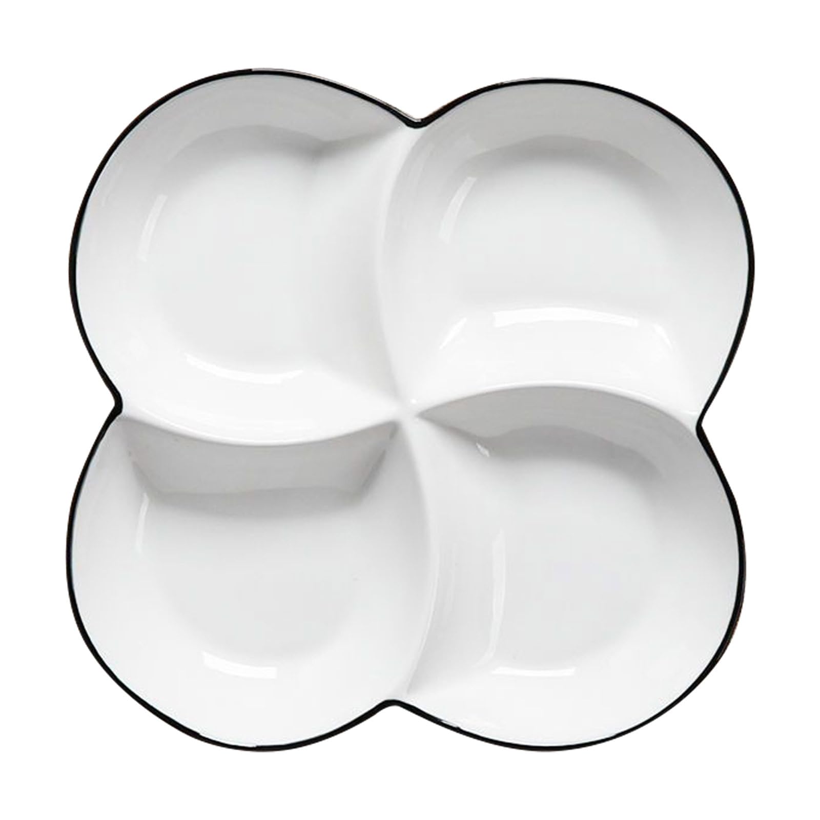 Kichvoe Plateau-repas compartimenté en céramique avec 4 compartiments, idéal pour les repas rapides et le contrôle des portions.