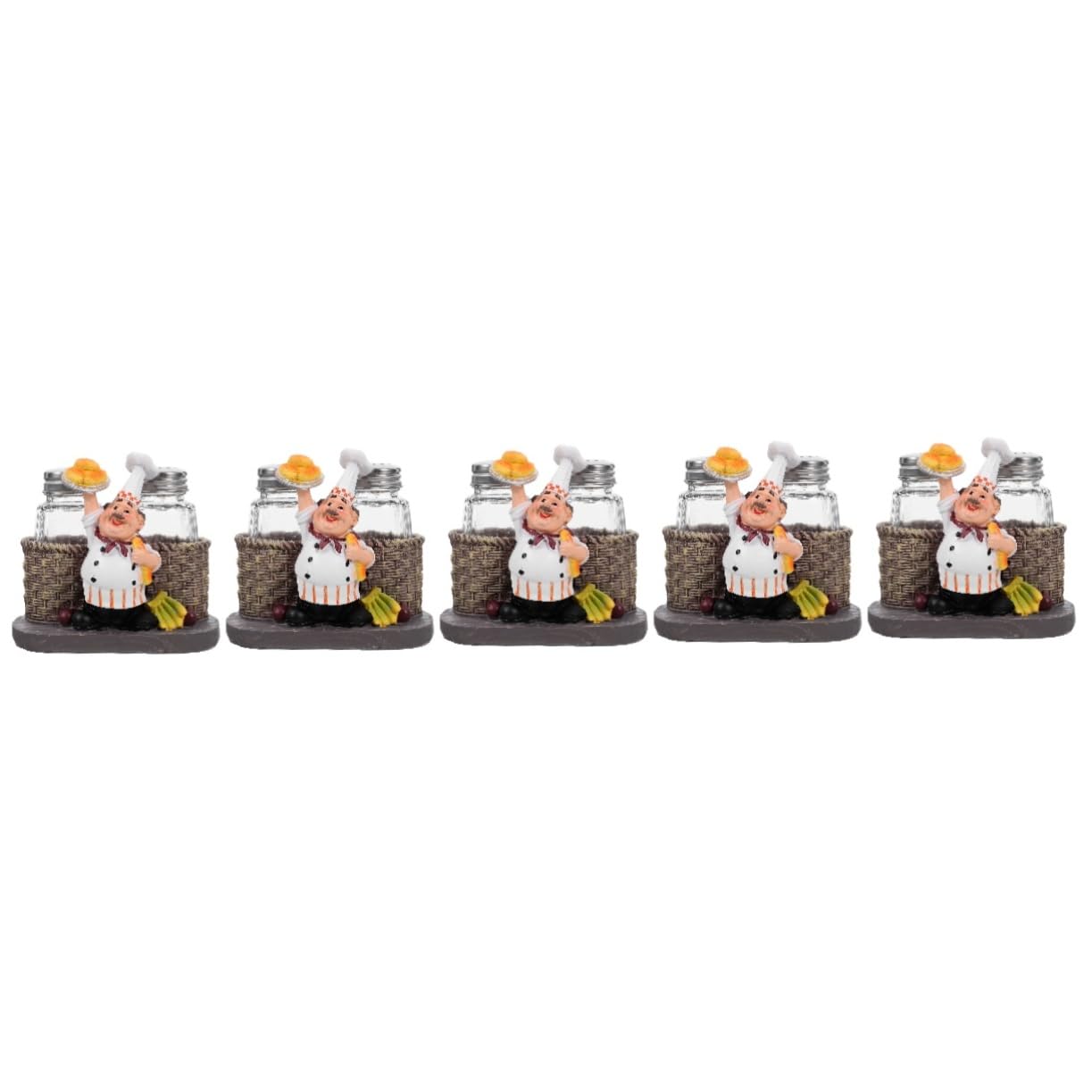 Amosfun 5 Pz L'ampolla Dello Chef Di Spezie Sale Organizzatore Arredamento Cucina Chef Bottiglia Di Agitatore Di Statua Dello Chef Seduto Acciaio Inossidabile