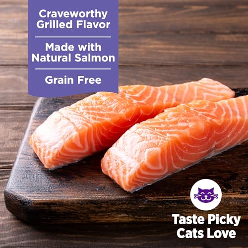 Image of Wellness Complete Health Grilled Adult Canned Wet Cat Food, Natural, Protein Rich, Grain Free, Salmon and Chicken Entree Recipe, 3 oz, Pack of 12 Cans