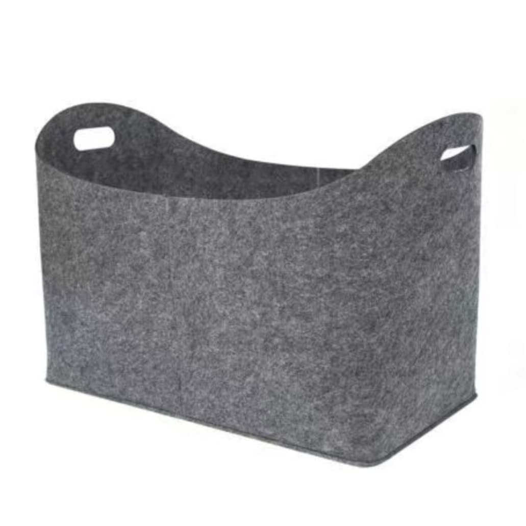 Cieirye Grey 55X30x40 Cm/21.65X11.81x15.75 Inch. Felt Bags Firewood Basket With Handles Felt Log Storage Basket For Shopping Newspapers Grey