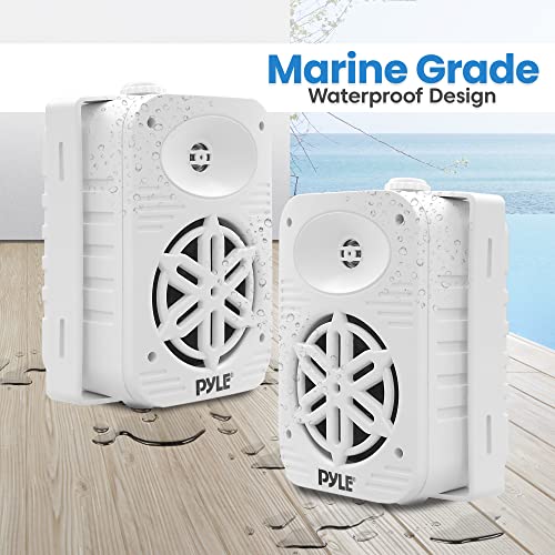 Image of PyleUsa Indoor Outdoor Speakers Pair-500 Watt Dual Waterproof 5.25 inch 2-Way Full Range Speaker System w / 1 /2 inchHigh Compliance Polymer Tweeter - in-Home, Boat, Marine,Deck,Patio,Poolside (White) PDWR55WT