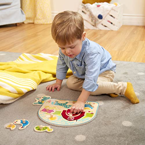 image for B. toys – Wooden Peg Puzzle – Animal Peg Puzzle for Toddlers, Kids