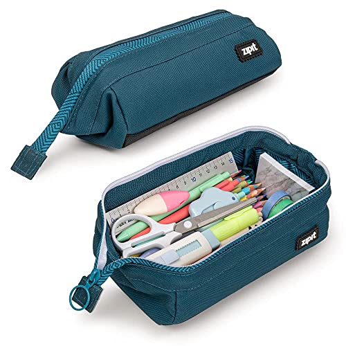 Zipit Lenny Pencil Case Bundle, 2 Pack Pencil Pouch With A Wide Opening And Zipper Closure, Teal And Black #TOP1