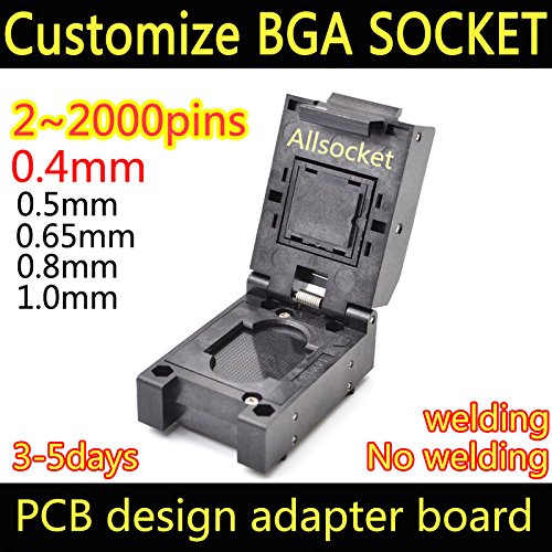 ALLSOCKET-BGA278-C-0.4 BGA Socket, Customized Socket Reader IC Testing Programming Adapter 0.4mm,0.5mm,0.65mm,0.8mm,1.0mm Pitch Full Pins Clamshell Style (BGA278, 0.4MM Pitch)