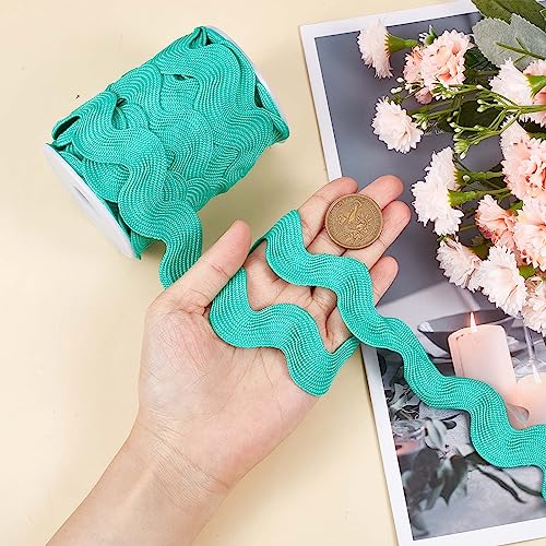 GORGECRAFT 20mm RIC Rac Ribbon 10 Yards Lake Blue Wave Sewing Bending Fringe Trim Woven Braided Fabric Lace for DIY Clothes Dress Embellishment Crafts Flowers Gift Wrapping Wedding Party Decoration - Image 3
