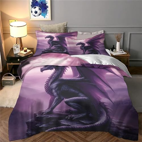 Parure de lit papillon violet microfibre housse couette 260x220cm 3D