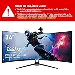 34 Inch Ultrawide Curved 144Hz Gaming Computer Monitor 1500R PC Screen 21:9 UWQHD (3440x1440),Adaptive Sync,178° Viewing Angle,HDMI、Display Port,Compatible with Wall mounting - Black - Image 2