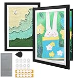 A3 Kids Art Frame, 2 PACK Kids Artwork Display Frame Front Opening Picture Frame, Changeable Childrens Artwork Display Photo Storage Frames Kids Art Projects (Black)