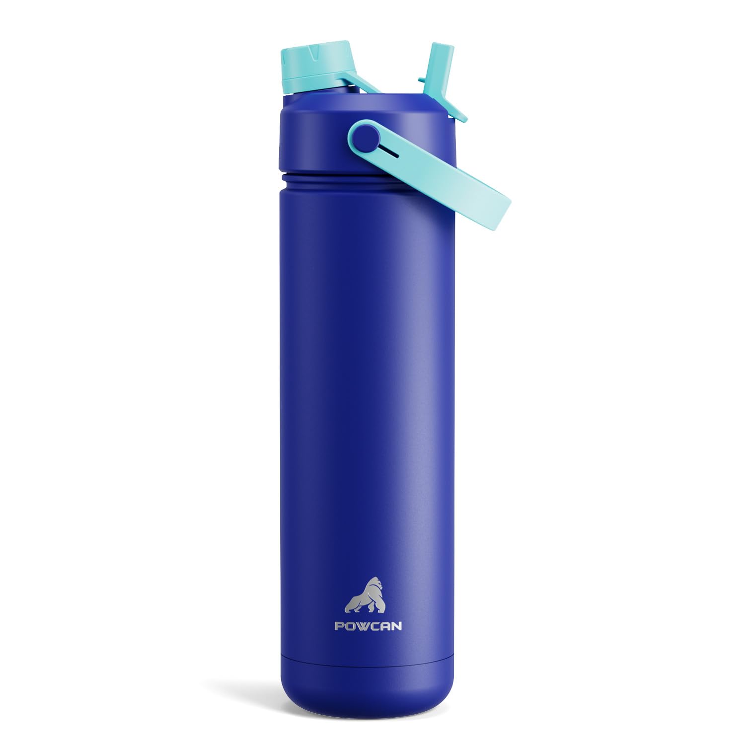 POWCAN 26 oz Insulated Water Bottle with 2-in-1 Straw and Spout Lid, Keep Cold 24H, Leak-Proof, Fits in Car Cup Holder, Stainless Steel Water Bottle for Sports, Travel, Gym, and School (Coastline)